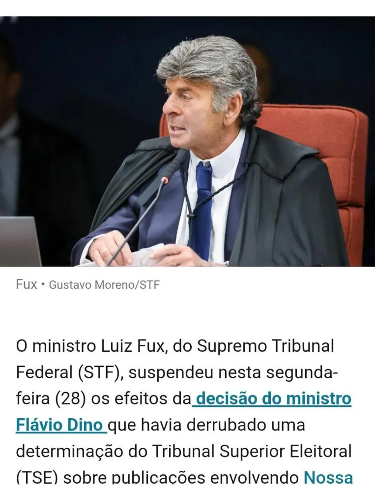 FUX SUSPENDE DECISÃO DE DINO 